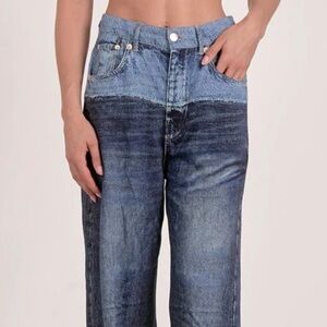 Elan Two-Tone Dark Wash Denim Jeans sweatpants